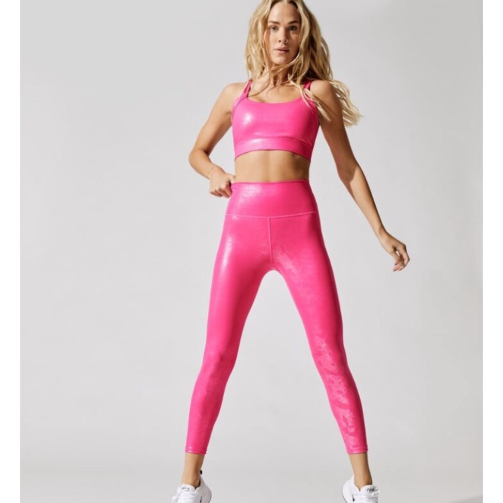 Carbon 38 Leggings & Bra Top NWT Pink Oil Slick